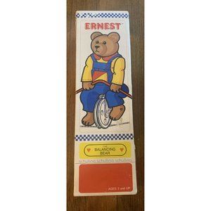 1986 Ernest The Balancing Bear Unicycle Toy  8" Bear In Original Box